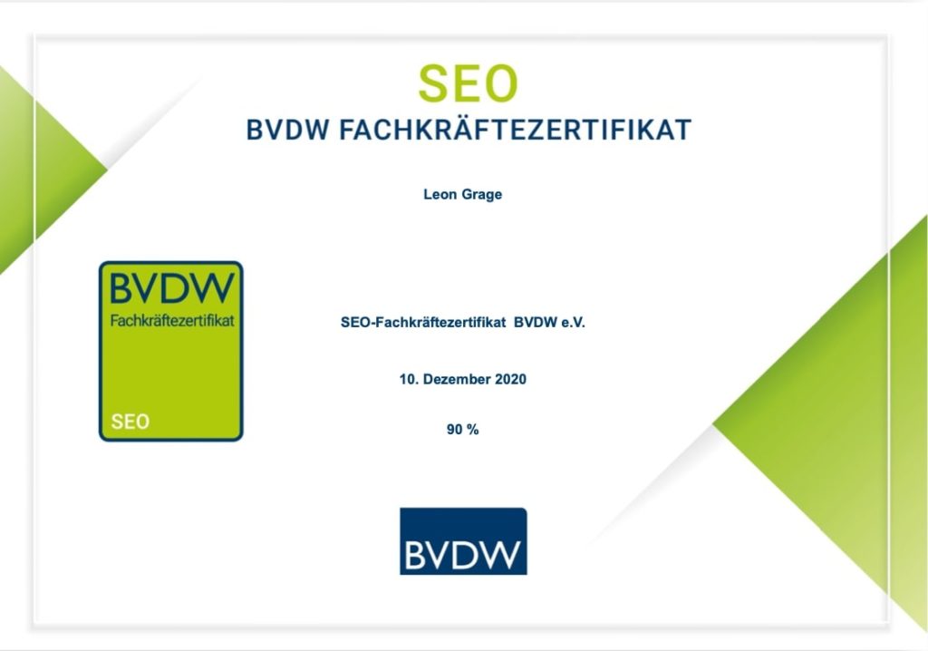 BVDW SEO Fachkräftezertifikat