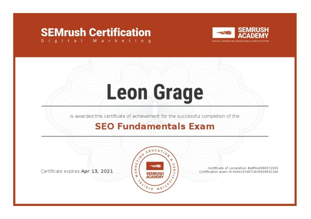 SEMrush SEO Fundamentals Exam